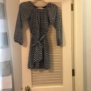 Speechless blue and white chevron dress